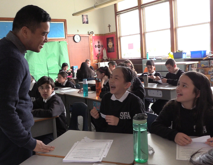 CISVA teacher with primary students