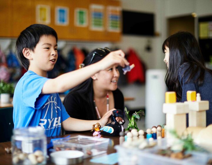 Elementary students and teacher in the classroom.