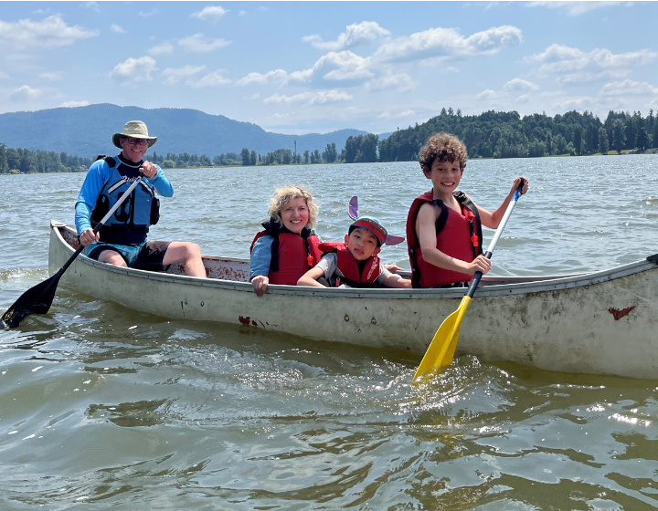 WCRA students and teacher on a canoe